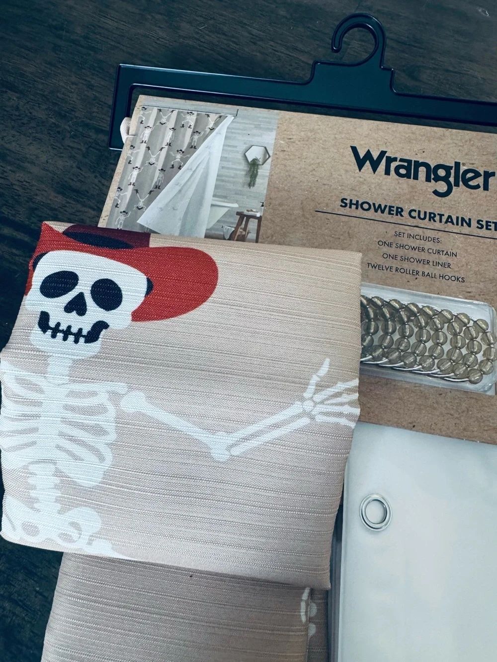 Wrangler Cowboy Skeleton Halloween Shower Curtain Set